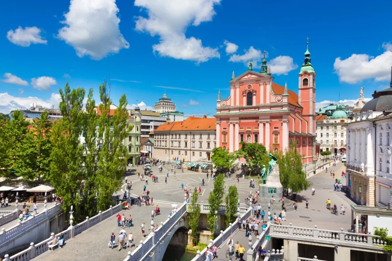Het Prešerenplein in Ljubljana